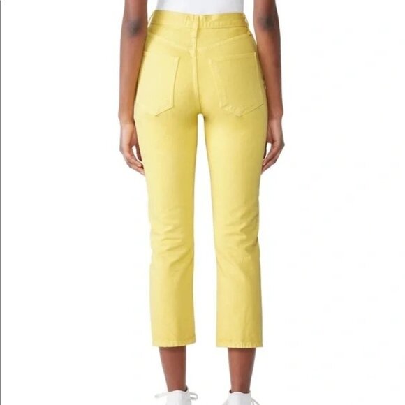 Agolde Riley High-Rise Cropped Yellow Denim Pants Size 27 - Picture 3 of 13